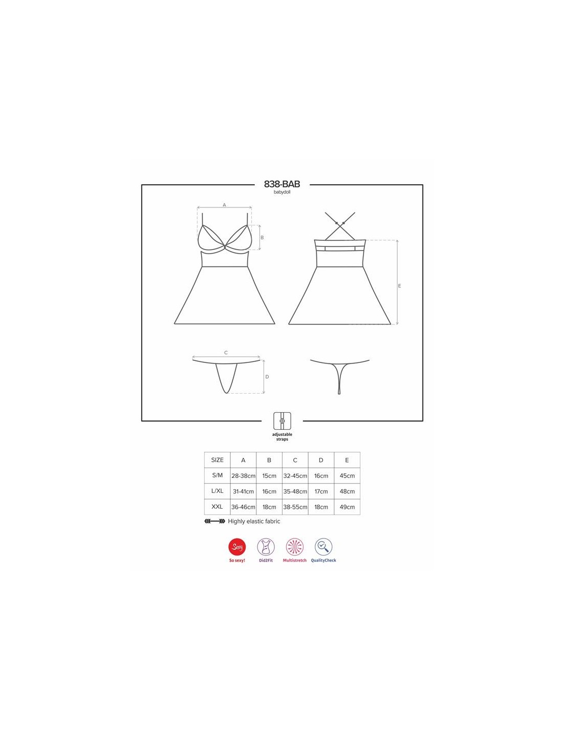 838-BAB-3 Babydoll rot Größe: XXL