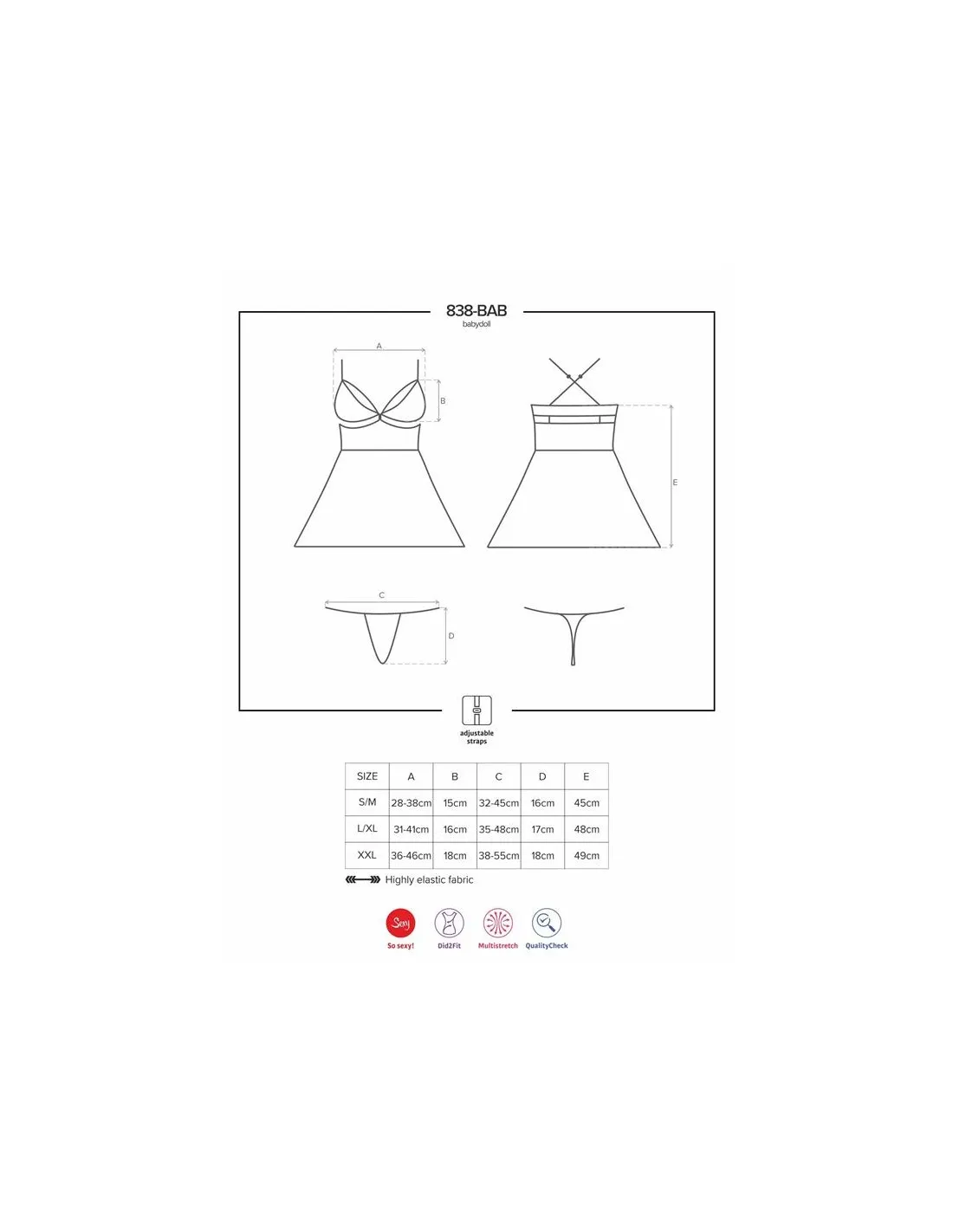 838-BAB-3 Babydoll rot Größe: XXL