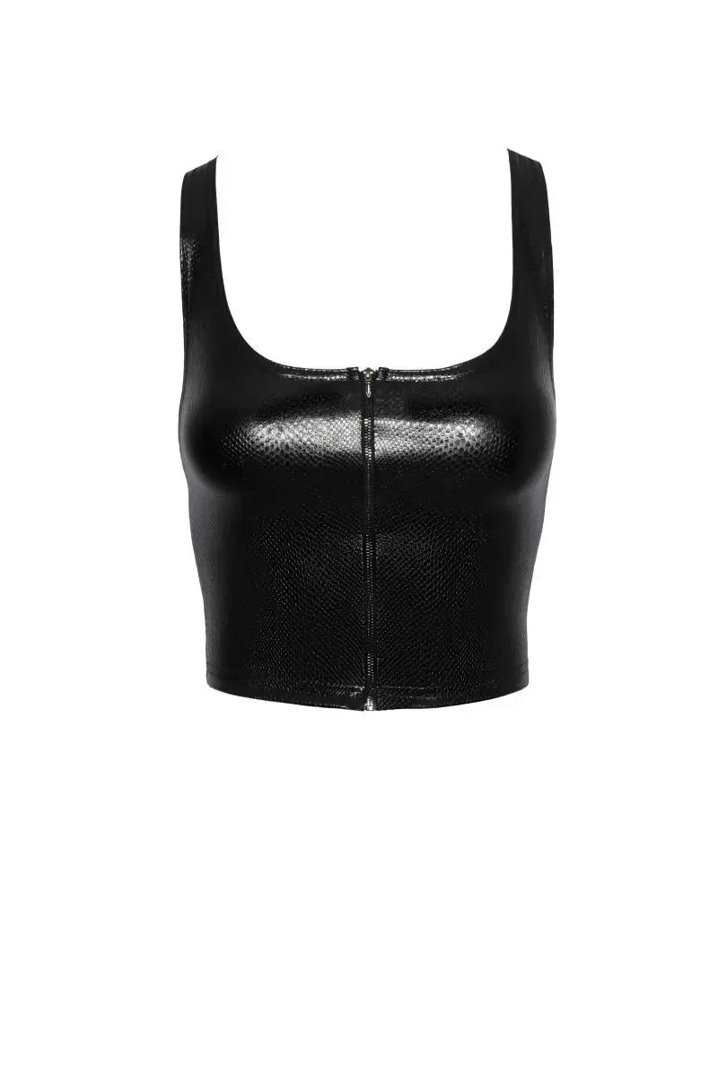 F275 Snake Wetlook Top mit Reißverschluss - 3XL