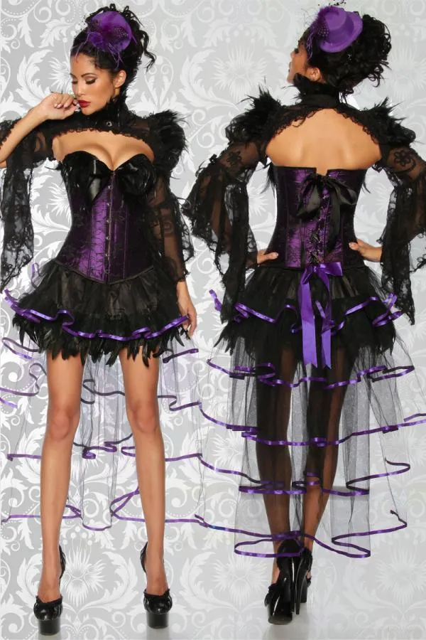 Burlesque-Volant-Rock schwarz/lila OS