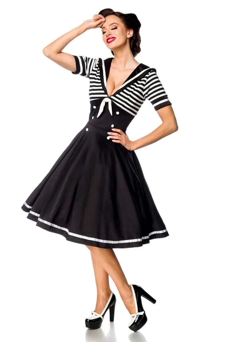 Swing-Kleid im Marinelook schwarz/weiß 4XL