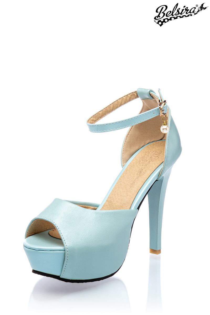 Retro Riemchen-Pumps hellblau 37