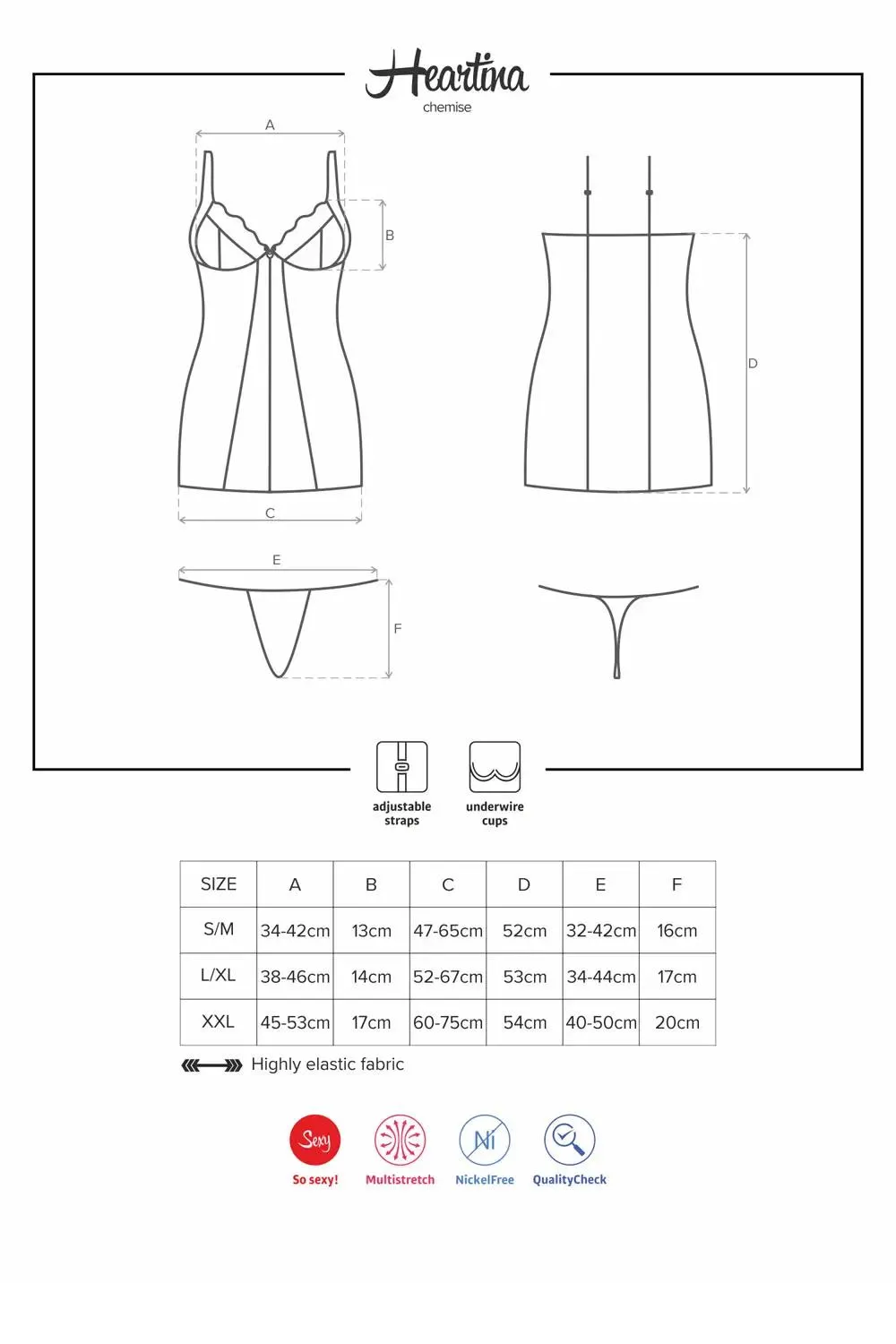 Heartina Chemise rot Größe: XXL