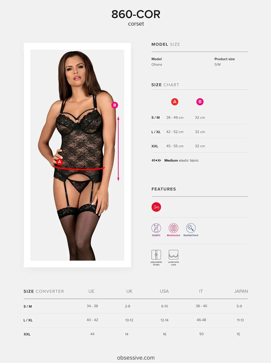 860-COR-1 Corsage schwarz Größe: XXL