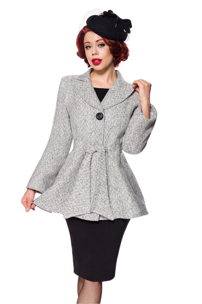 Belsira Premium Blazer-Jacke mit Gürtel schwarz/weiß S