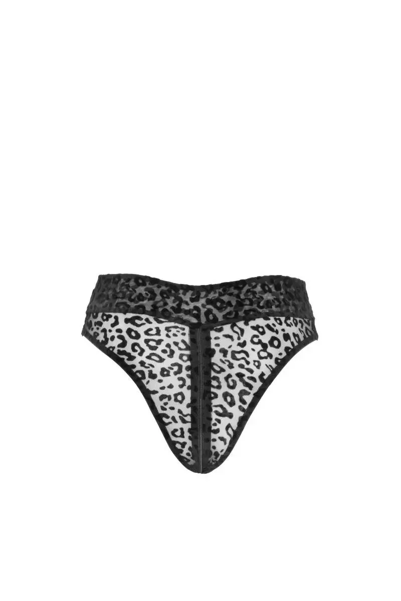 F290 Panty aus Leopardenflock mit Reißverschluss- 3XL