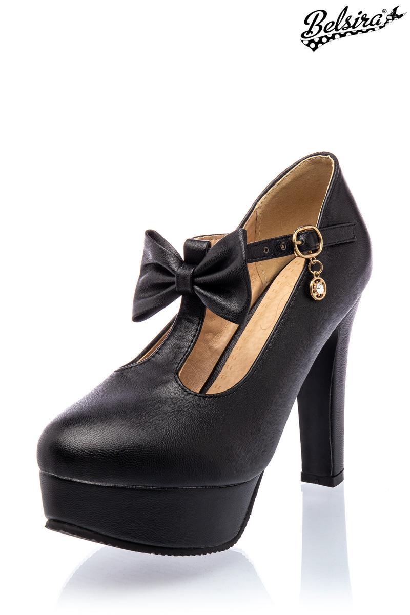 Retro Riemchen-Pumps schwarz 41