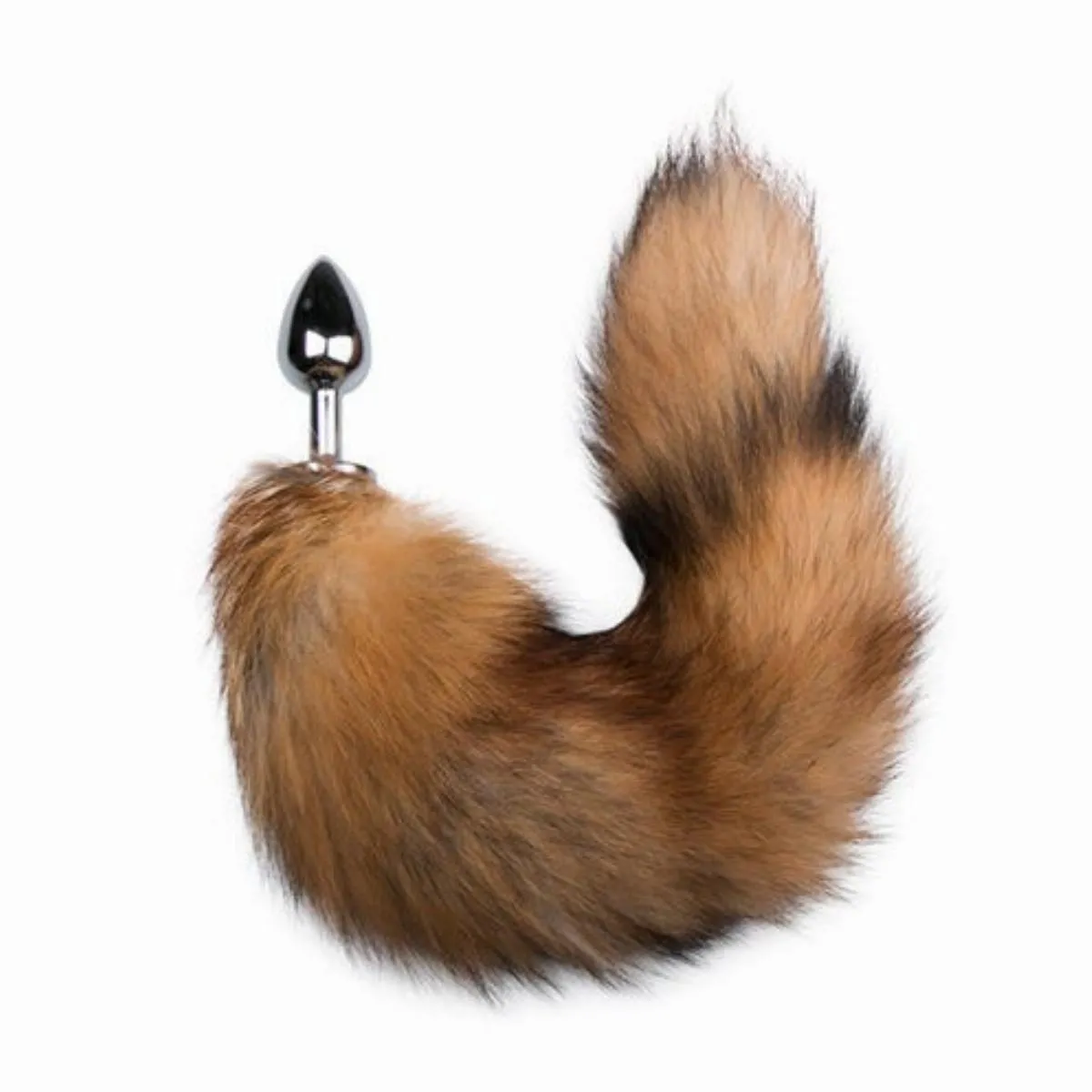 Kleine zilverkleurige buttplug met vossenstaart