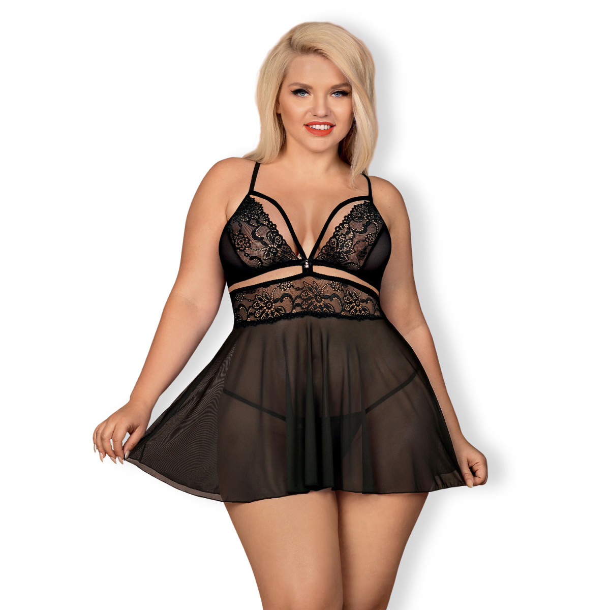 838-BAB-1 Babydoll schwarz Größe: L/XL