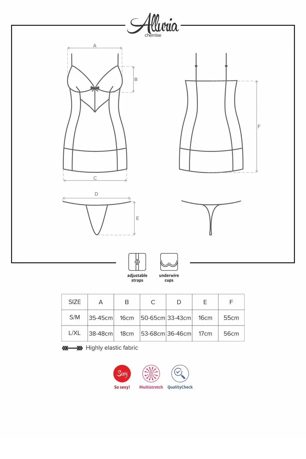 Alluria Chemise Größe: S/M